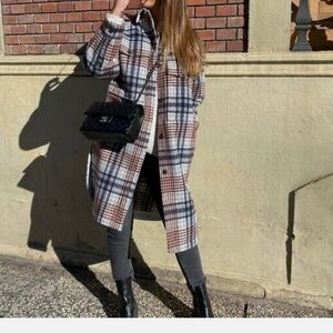 NWT Zara Plaid Long Jacket Coat